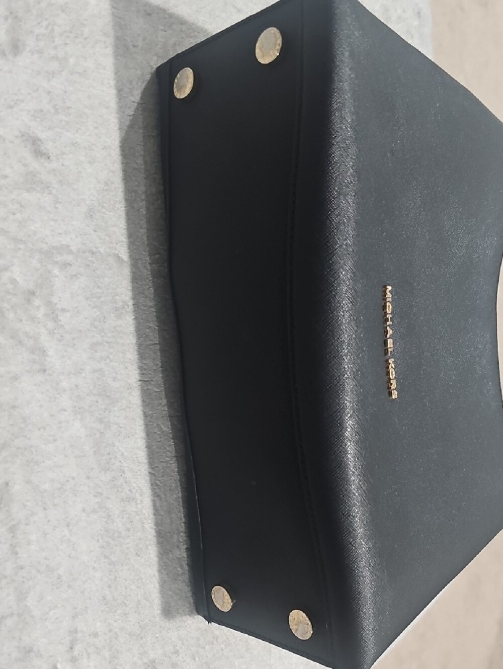 Michael Kors Black Leather Shoulder Bag with Gold Chain Detail - Picture 9 of 10